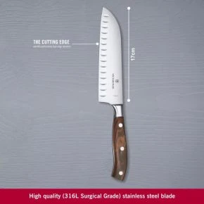 Сантоку Victorinox Grand Maitre Wood 17 см, коричневий, подарункова коробка (7.7320.17G)