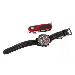 Подарунковий набір Wenger, годинник-хронограф і ніж EvoGrip, червоно-чорний (70731.XL)