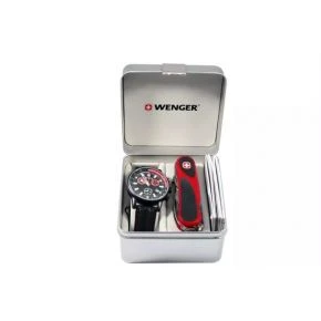 Подарунковий набір Wenger, годинник-хронограф і ніж EvoGrip, червоно-чорний (70731.XL)