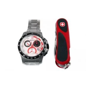 Подарунковий набір Wenger, годинник Battalion Chrono Sport і ніж EvoGrip, червоно-чорний (70797)