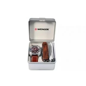 Подарунковий набір Wenger, годинник і складаний ніж, коричневий (77014)