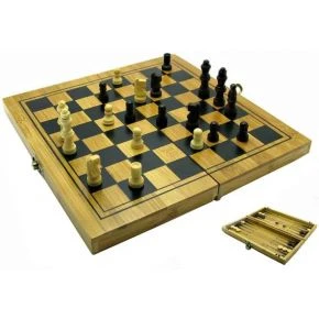 Набір 3 в 1 Duke: шахи, шашки, нарди, бамбуковий кейс 23,7 x 11,7 см (DN18477)
