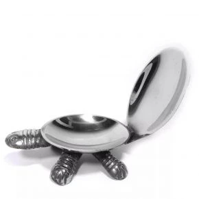 Попільничка «Черепаха» з кришкою, бронза, 13 x 7 x 3,5 см, срібляста (DN28315A)