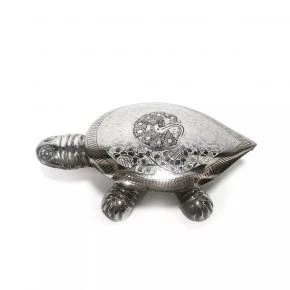 Попільничка «Черепаха» з кришкою, бронза, 13 x 7 x 3,5 см, срібляста (DN28315A)