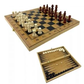 Набір 3 в 1 Duke: нарди, шахи, шашки, бамбук, 33,5 x 33,5 см (DN36039)