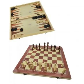 Шахи, шашки й нарди Duke 3 в 1, дошка 39,6 x 38,9 см, дерево, коричневі (DN36197)