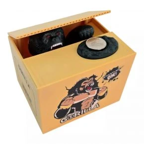 Скарбничка інтерактивна «Горила» на батарейках, пластик, жовта (DN36743)