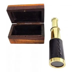 Підзорна труба декоративна Telescope Leatt у дерев'яному футлярі, 15,5 см (DN36929)