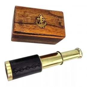 Підзорна труба декоративна Telescope Leatt у дерев'яному футлярі, 15,5 см (DN36929)