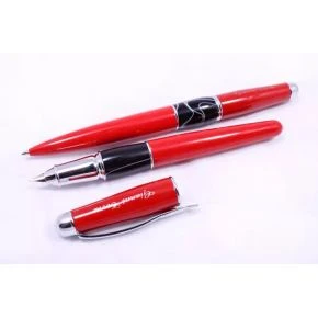 Набір ручок Gianni Terra Red With Black, пір'яна і кулькова, червоно-чорний (HH9030/B-F(red))
