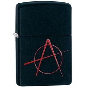 Бензинова запальничка Zippo Anarchy Symbol, чорне матове покриття (20842)