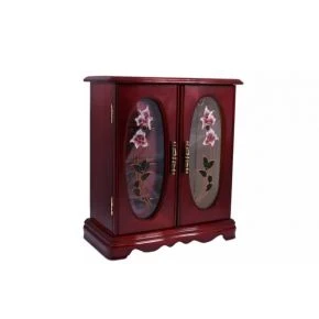Шафка-скринька для прикрас King Wood з квітковим декором, дерево, 11,5 x 23 x 27 см, вишнева (JF-K5194C)