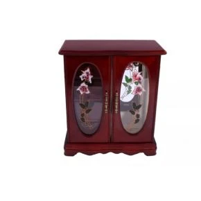 Шафка-скринька для прикрас King Wood з квітковим декором, дерево, 11,5 x 23 x 27 см, вишнева (JF-K5194C)