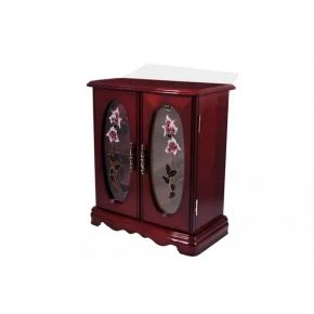Шафка-скринька для прикрас King Wood з квітковим декором, дерево, 11,5 x 23 x 27 см, вишнева (JF-K5194C)