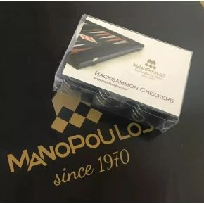 Фішки для нард Manopoulos, 36 мм, 30 шт., перламутровий пластик, чорні й білі (PR1BLA)