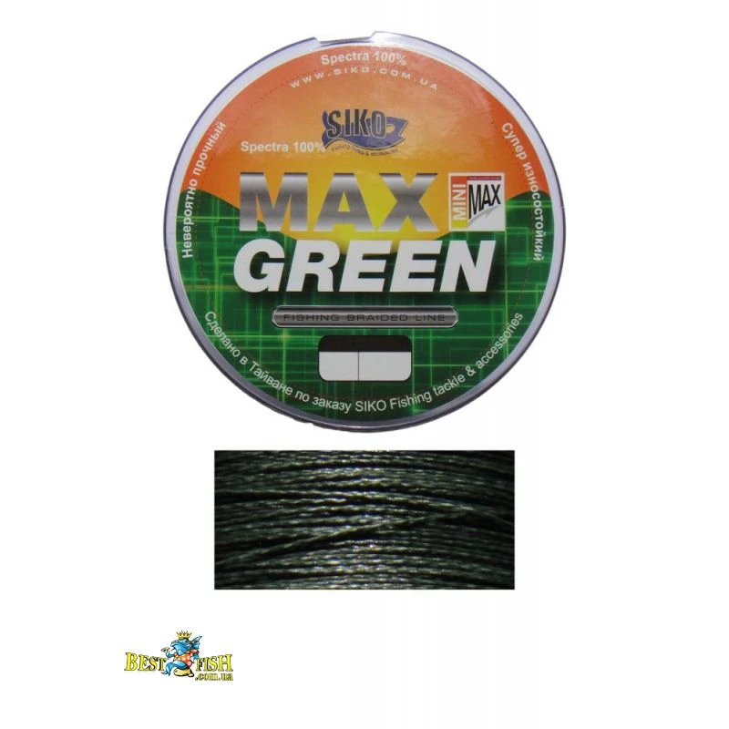 Шнур MiniMax Max Green 135m 0.08mm 4.1kg spectra 100% зелений Шнур MiniMax Max Green 135m 0.08mm 4.1kg spectra 100% зелений