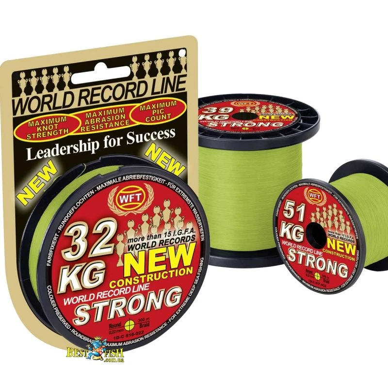 Плетеный шнур WFT KG Strong Chartreuse 0,12mm 15kg 150m Плетеный шнур WFT KG Strong Chartreuse 0,12mm 15kg 150m