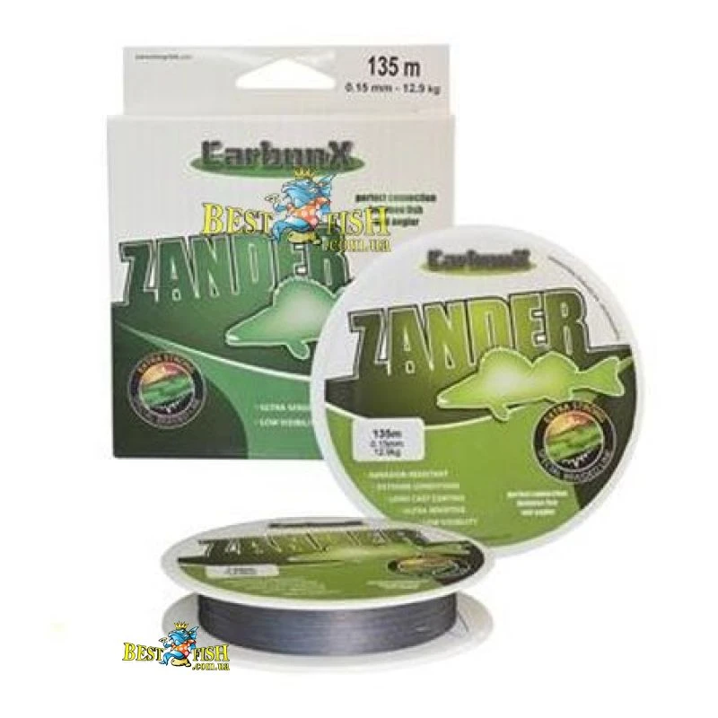 Плетений шнур Сarbon X ZANDER 0,10mm (135M) 8,4кг сірий Плетений шнур Сarbon X ZANDER 0,10mm (135M) 8,4кг сірий