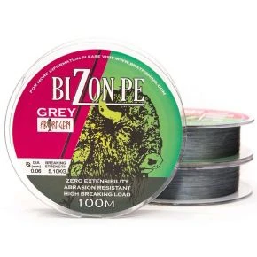Шнур Bratfishing Bizon Pe Grey 100m 0.08mm сірий