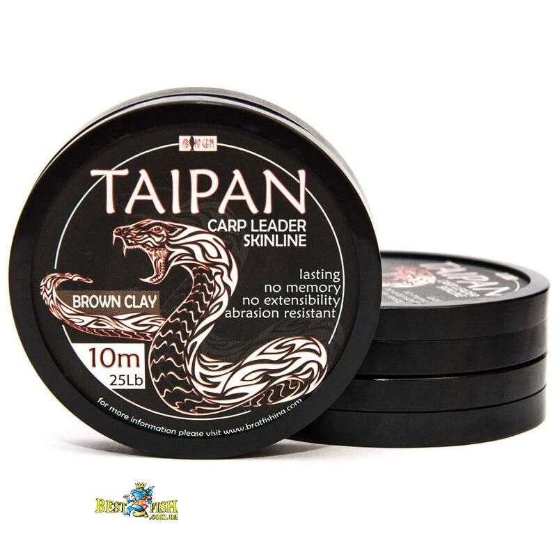 Короповий поводочний матеріал Bratfishing Taipan Carp Leader Skinline Brown Clay 10m 15lb коричневий Короповий поводочний матеріал Bratfishing Taipan Carp Leader Skinline Brown Clay 10m 15lb коричневий
