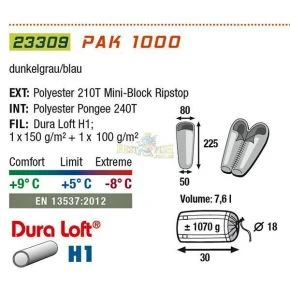 Спальный мешок High Peak Pak 1000 / +5°C (Right)