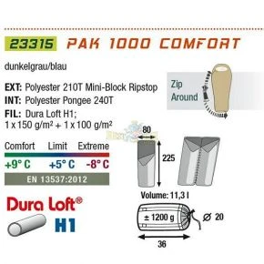Спальный мешок High Peak Pak 1000 Comfort / +5°C (Right) Спальный мешок High Peak Pak 1000 Comfort / +5°C (Right)
