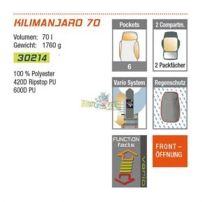 Рюкзак High Peak Kilimanjaro 70 (Black)