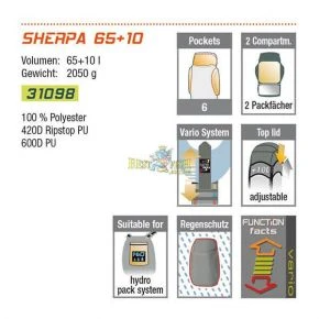 Рюкзак High Peak Sherpa 65+10 (Black)