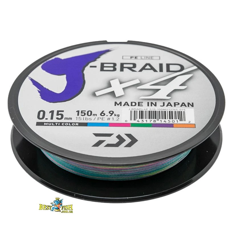 Шнур Daiwa J-Braid X4E 150m Multi Color 6.9kg 0.15mm #1.2 (12745-015) Шнур Daiwa J-Braid X4E 150m Multi Color 6.9kg 0.15mm #1.2 (12745-015)