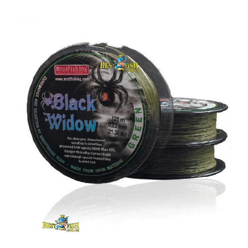 Плетений шнур Bratfishing Black Widows Green - 0.45 mm Плетений шнур Bratfishing Black Widows Green - 0.45 mm